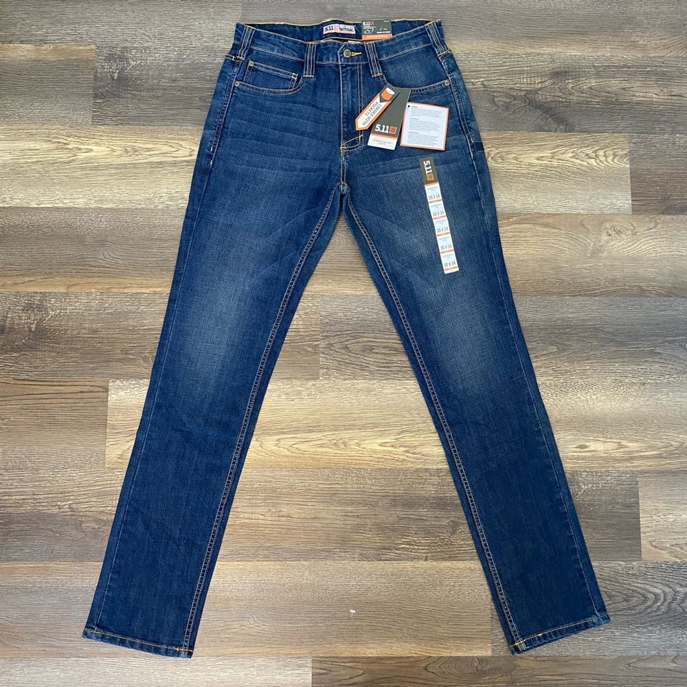 5.11 Jeans 30x34 Blue Defender Flex Slim Fit Tactical Back Mag Pockets Dark Wash